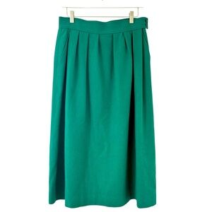 PENDLETON Vintage 80s Virgin Wool Kelly Green Pleated Midi Skirt Size 14 M/L USA